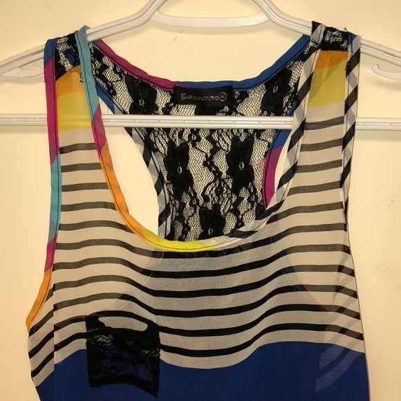 Sheer multicolored striped Tank Medium - Picture 2 of 8